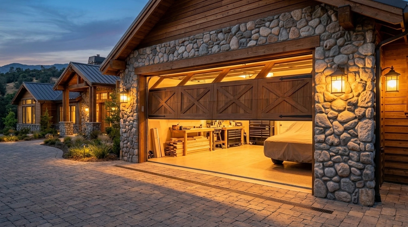 Natomas Garage Door Service Garage Door Gliding Open Revealing Warm Illuminated Interior